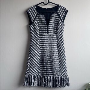 Nanette Lepore tweed black and white striped dress size 4